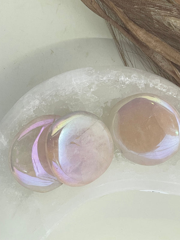 Rose Quartz Aura - Smooth Stone