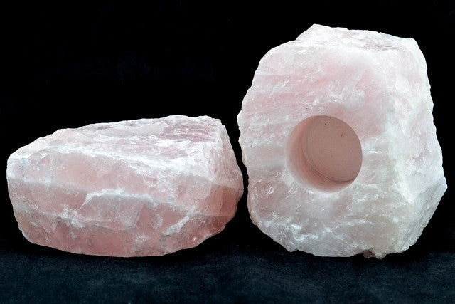 Rose quartz candle bases - Natural