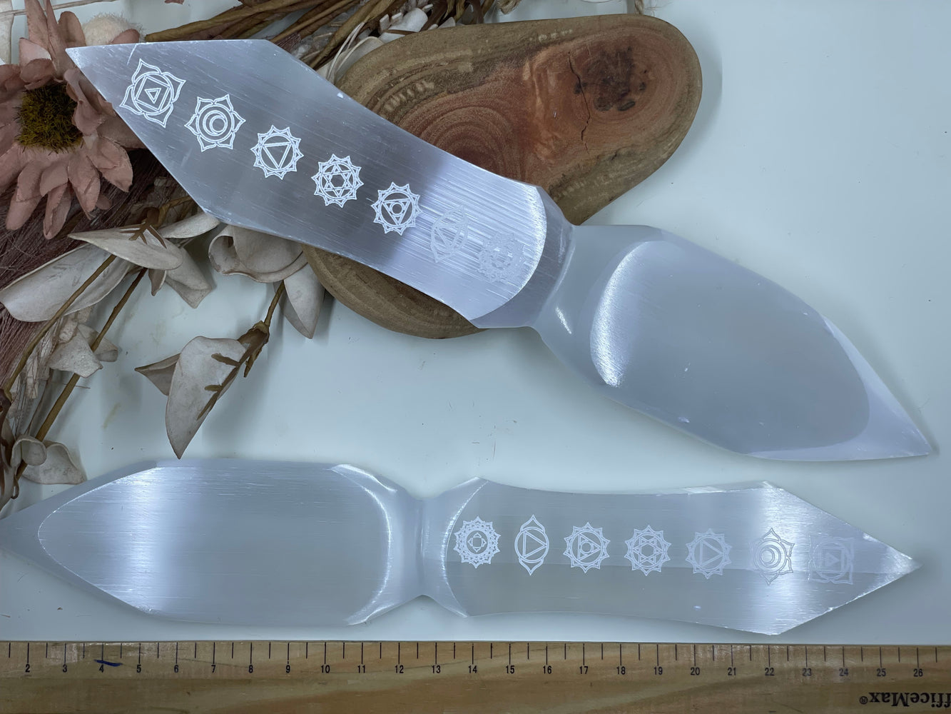 Selenite Knife engraved 25cm