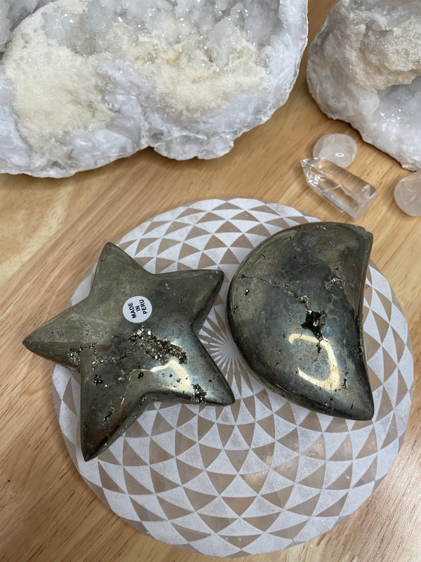 Pyrite Moon and Stars